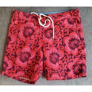 Bonobos Men's Swim‎ Trunks Size 29 7 Inseam Lined Red Floral Tropical Hawaiian